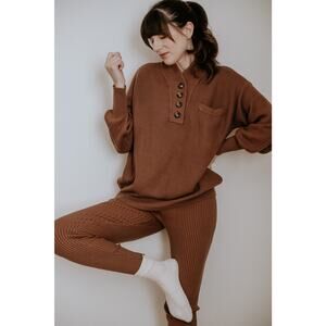 Lunya brown Cozy Cotton Silk Ribbed Legging
